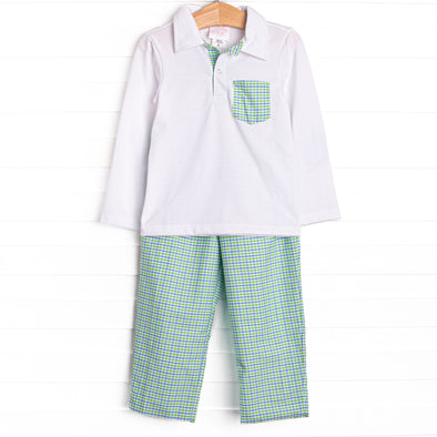Perfectly Plaid Pant Set, Green