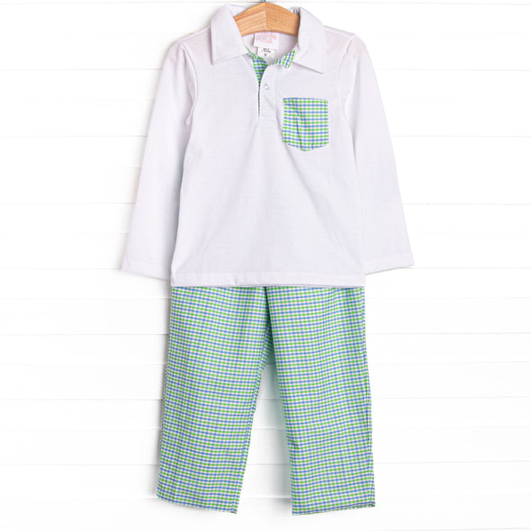 Perfectly Plaid Pant Set, Green