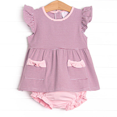 Everly Diaper Set, Purple Stripe