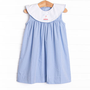 Summer at Sea Embroidered Dress, Blue