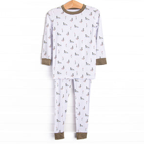 Migrating Mallard Bamboo Pajama Set, Green