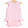 Sunflower Summer Applique Ruffle Short Set, Pink