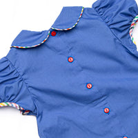 Back to School Plaid Ruffle Short Set, Blue