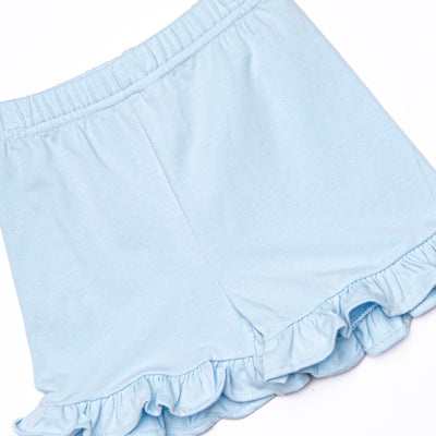 Bonnie Ruffle Short Set, Light Blue Stripe