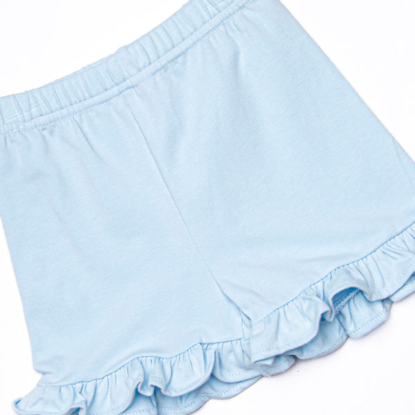 Bonnie Ruffle Short Set, Light Blue Stripe