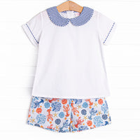 Coral Reef Crustacean Short Set, Blue