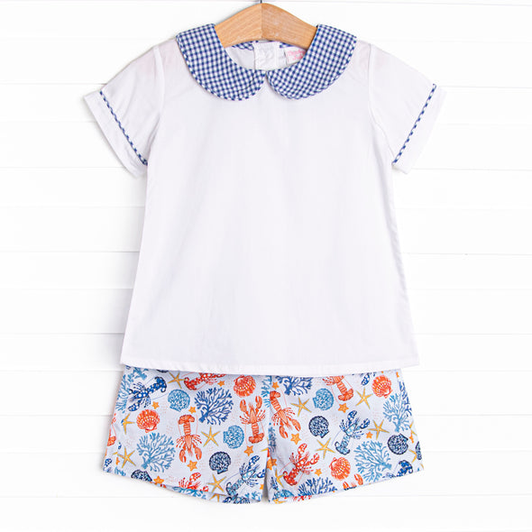Coral Reef Crustacean Short Set, Blue