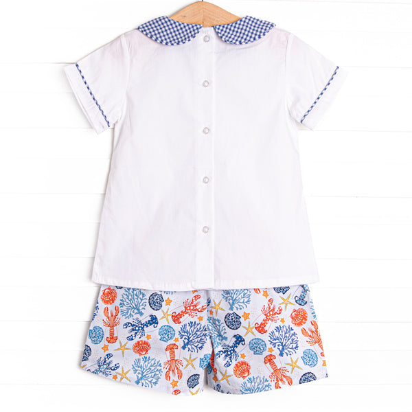 Coral Reef Crustacean Short Set, Blue