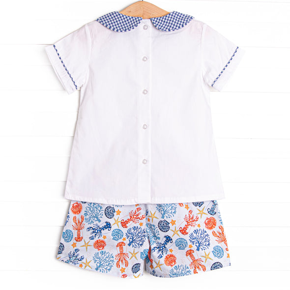 Coral Reef Crustacean Short Set, Blue