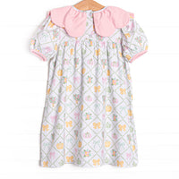 Bows and Borders Scalloped Dress, Pink
