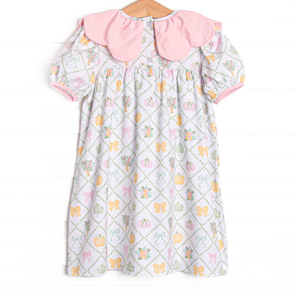 Bows and Borders Scalloped Dress, Pink