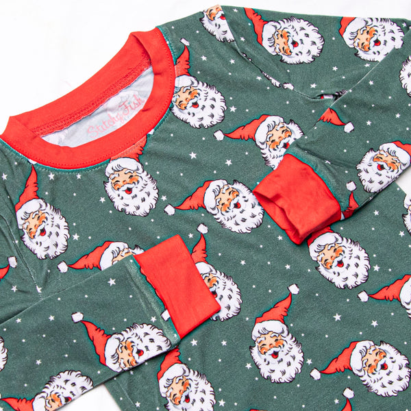 White Christmas Bamboo Pajama Set, Green
