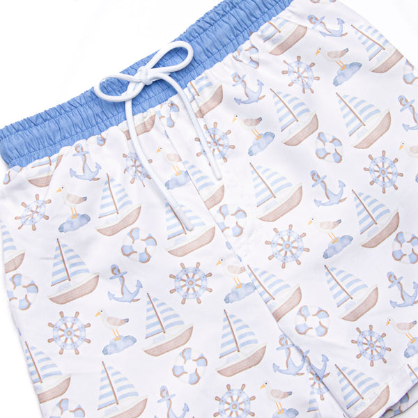 Ahoy Matey Swim Trunks, Blue