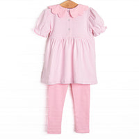 Perfect Pick Pima Embroidered Legging Set, Pink