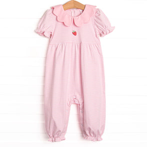 Perfect Pick Pima Embroidered Long Romper, Pink