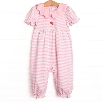Perfect Pick Pima Embroidered Long Romper, Pink