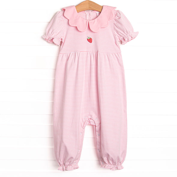 Perfect Pick Pima Embroidered Long Romper, Pink