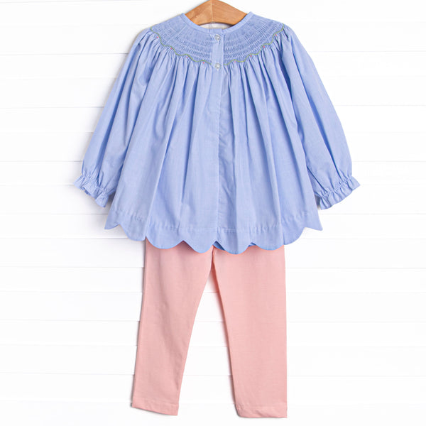 Pumpkin Patch Princess Smocked Legging Set, Blue