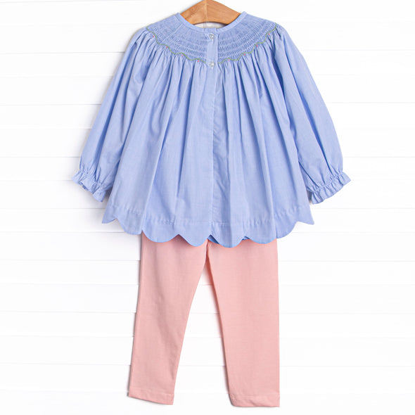 Pumpkin Patch Princess Smocked Legging Set, Blue