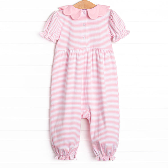 Perfect Pick Pima Embroidered Long Romper, Pink