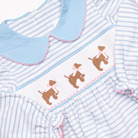Puppy Present Smocked Legging Set, Blue
