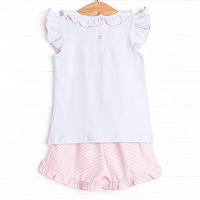 Soft Serve Scoops Applique Ruffle Short Set, Pink