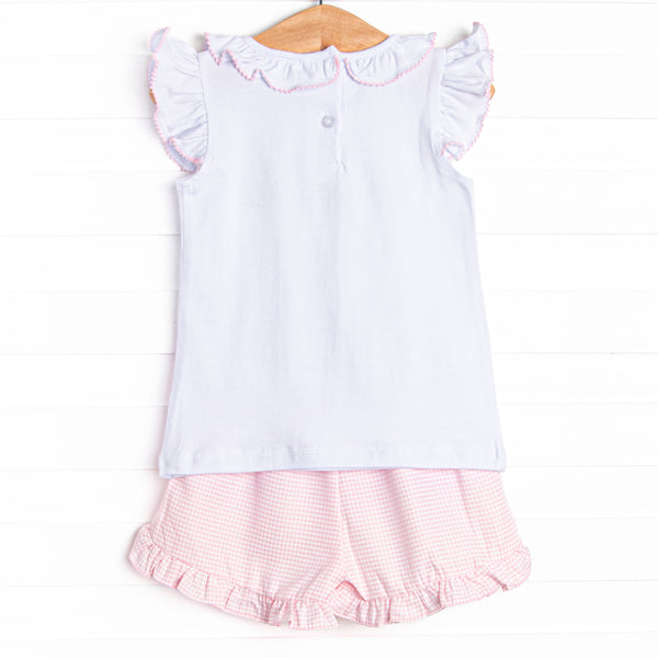 Soft Serve Scoops Applique Ruffle Short Set, Pink