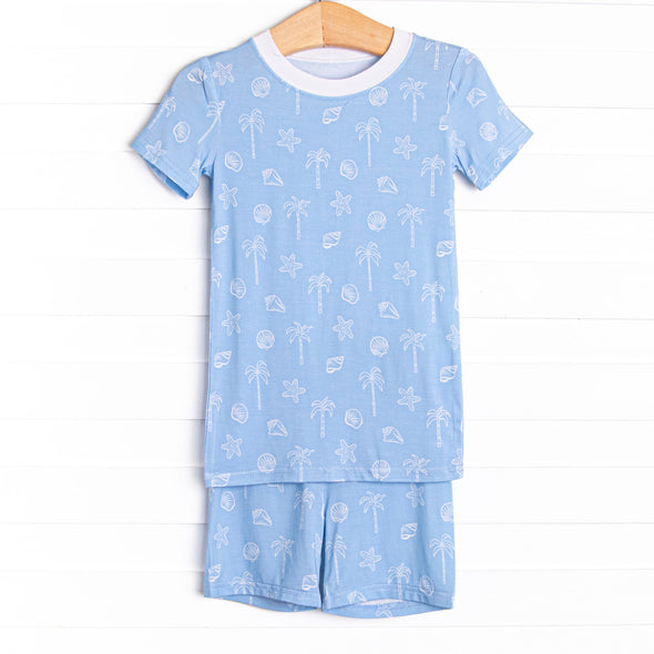 White Sands Bamboo Pajama Short Set, Blue
