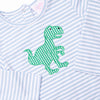 Rexy Reptile Applique Romper, Blue Stripe