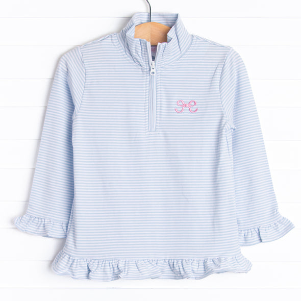 Bow Embroidered Pullover, Blue