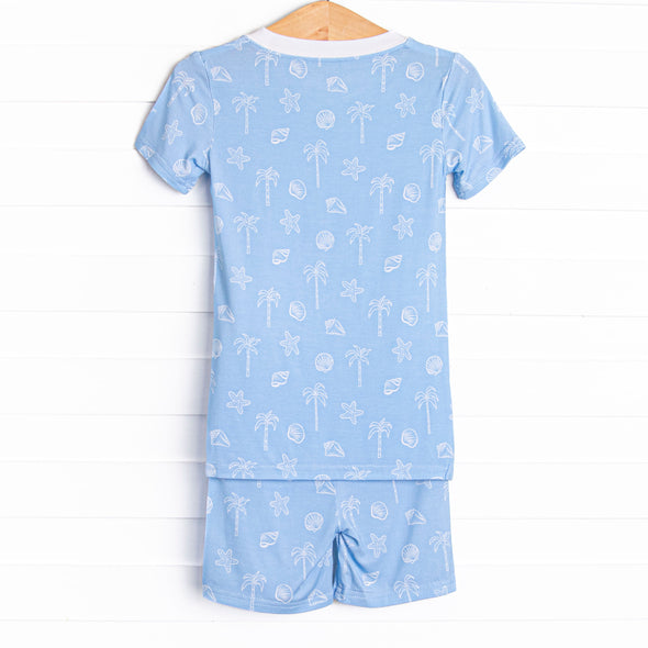 White Sands Bamboo Pajama Short Set, Blue