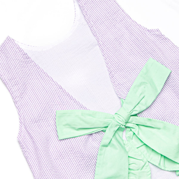Subtle Seersucker Ruffle Short Set, Purple