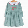 Candy Cane Christmas Applique Dress, Green
