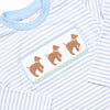 Puppy Present Smocked Pant Set, Blue