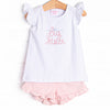 Big Sister Embroidered Short Set, Pink