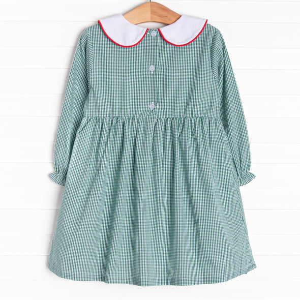 Candy Cane Christmas Applique Dress, Green