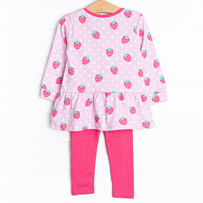 Strawberry Tart French Terry Legging Set, Pink
