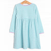 Amelia Dress, Mint Stripe