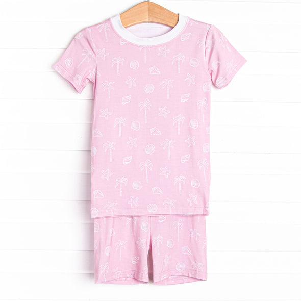 White Sands Bamboo Pajama Short Set, Pink
