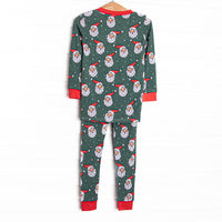 White Christmas Bamboo Pajama Set, Green