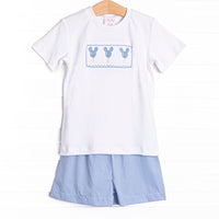 In the Air Adventures Smocked Short Set, Blue