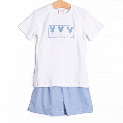 In the Air Adventures Smocked Short Set, Blue