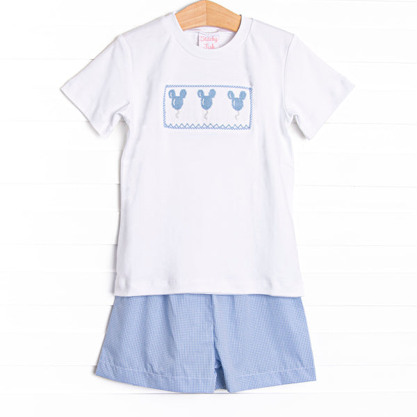 In the Air Adventures Smocked Short Set, Blue