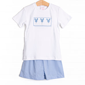 In the Air Adventures Smocked Short Set, Blue