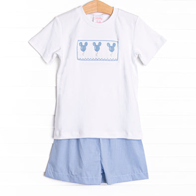 In the Air Adventures Smocked Short Set, Blue