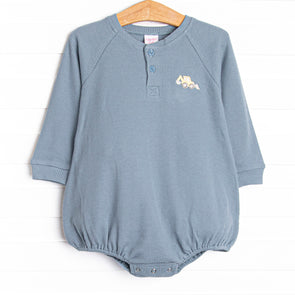 Bulldoze Builder Embroidered Waffle Knit Bubble, Blue