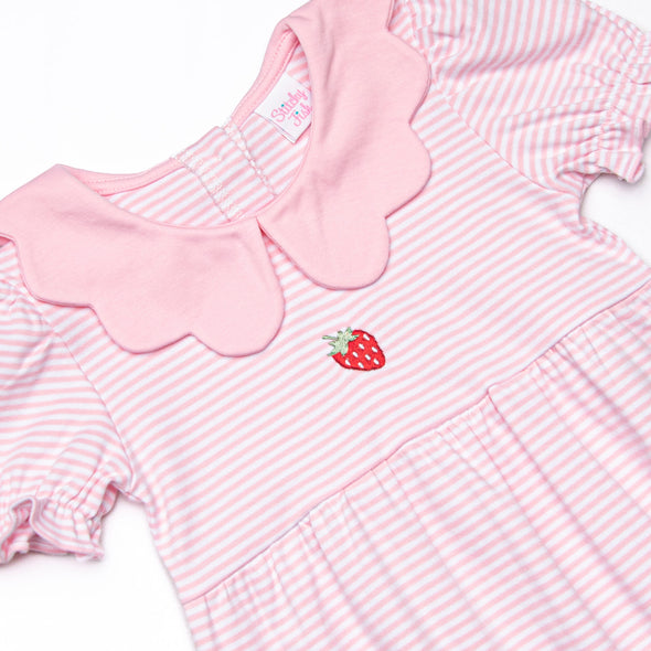 Perfect Pick Pima Embroidered Long Romper, Pink