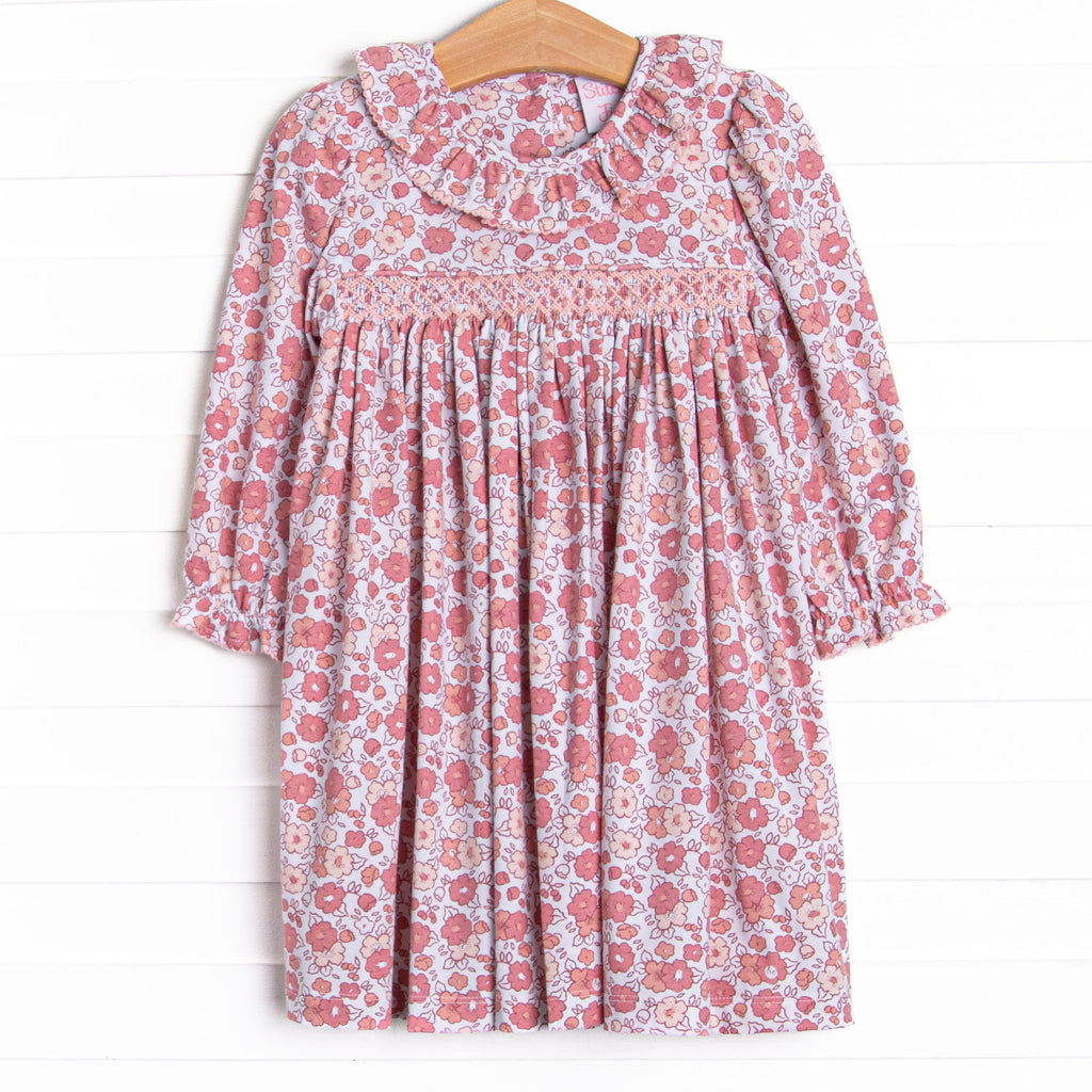 smock dress ladies Florals of Fall Smocked Dress, Brown – Stitchy Fish