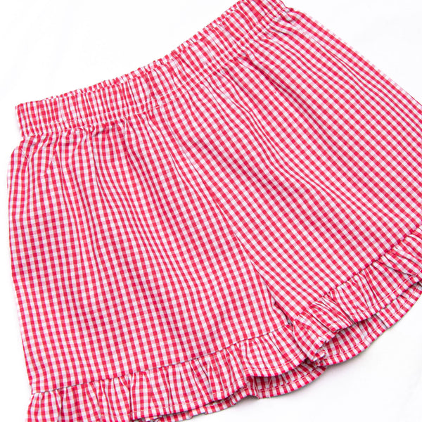 Rosey Red Bow Ruffle Short Set, Pink