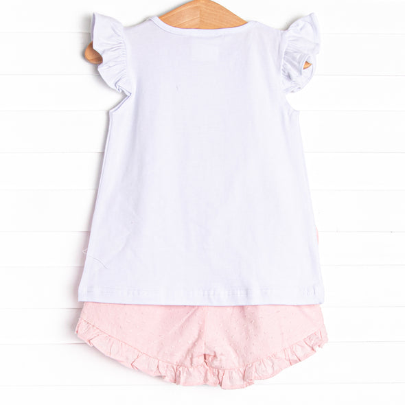 Big Sister Embroidered Short Set, Pink